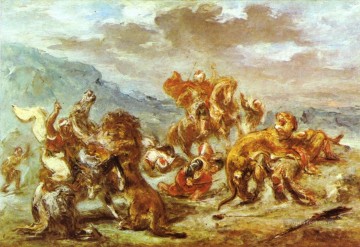  hunt - Eugène Delacroix Löwe HUNT